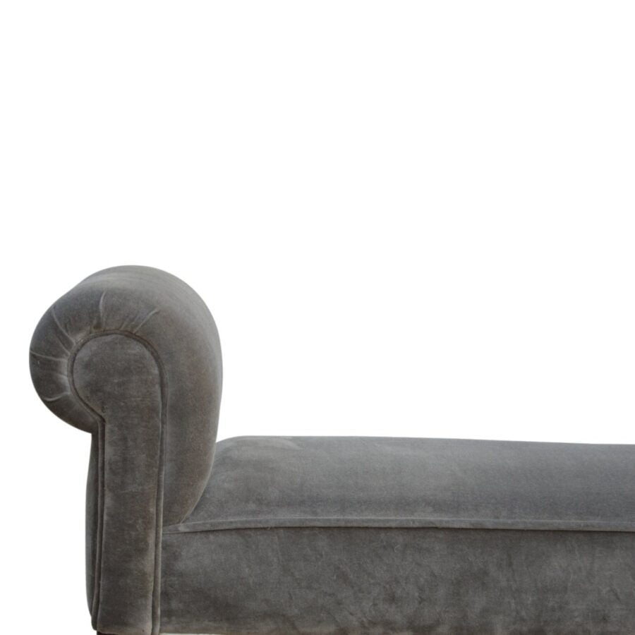 You and Me Velvet Embrace Bench – Silver Grey