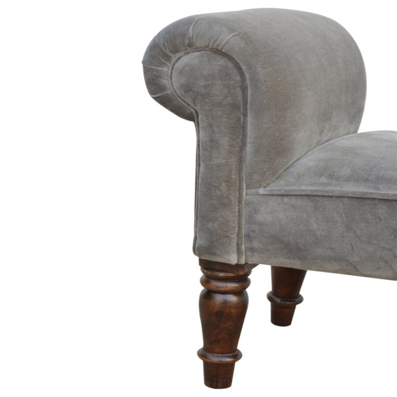 You and Me Velvet Embrace Bench – Silver Grey
