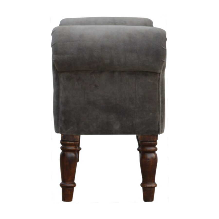 You and Me Velvet Embrace Bench – Silver Grey