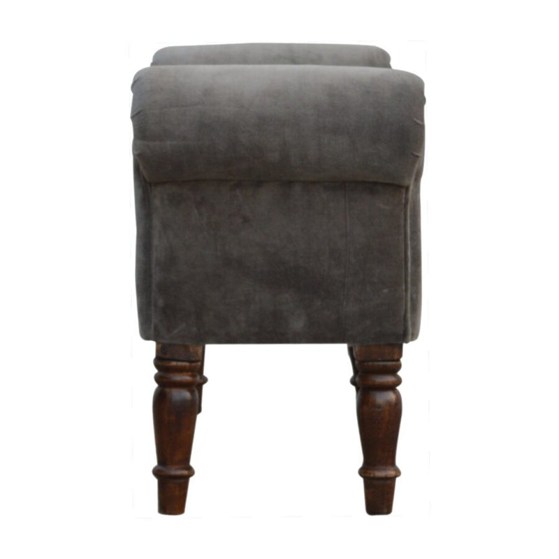 You and Me Velvet Embrace Bench – Silver Grey