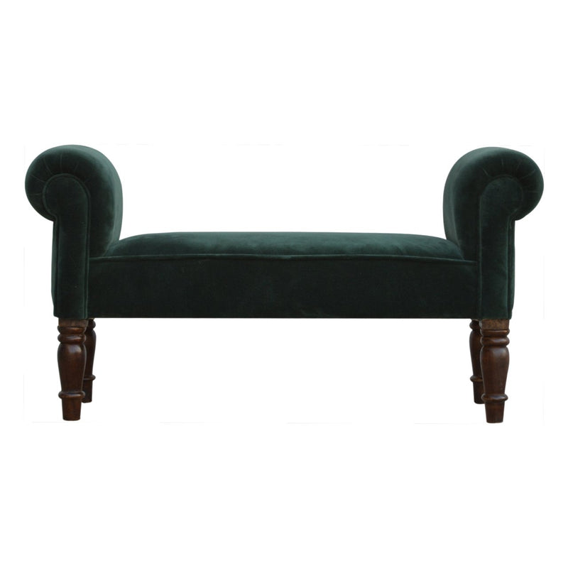 You and Me Velvet Embrace Bench – Forest Green