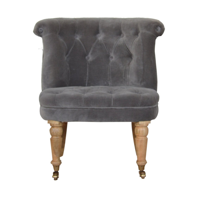 Velvet Accent Chair - Silver Grey