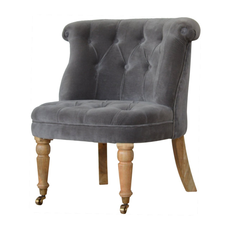 Velvet Accent Chair - Silver Grey