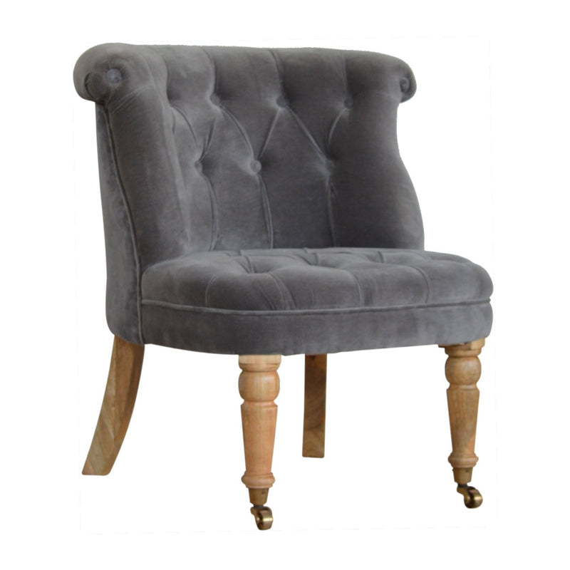 Velvet Accent Chair - Silver Grey