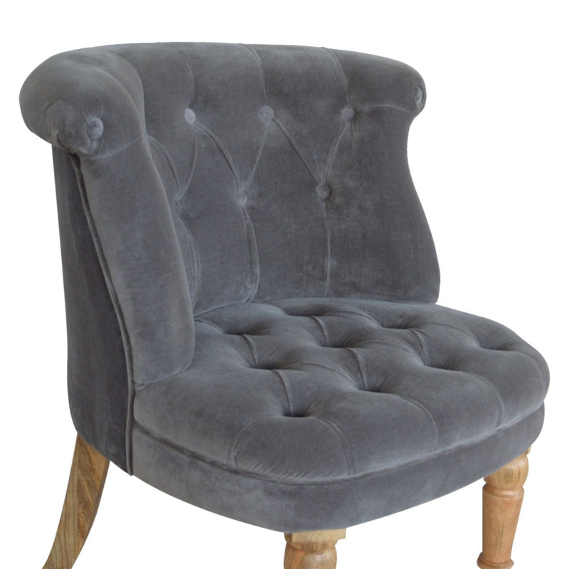 Velvet Accent Chair - Silver Grey