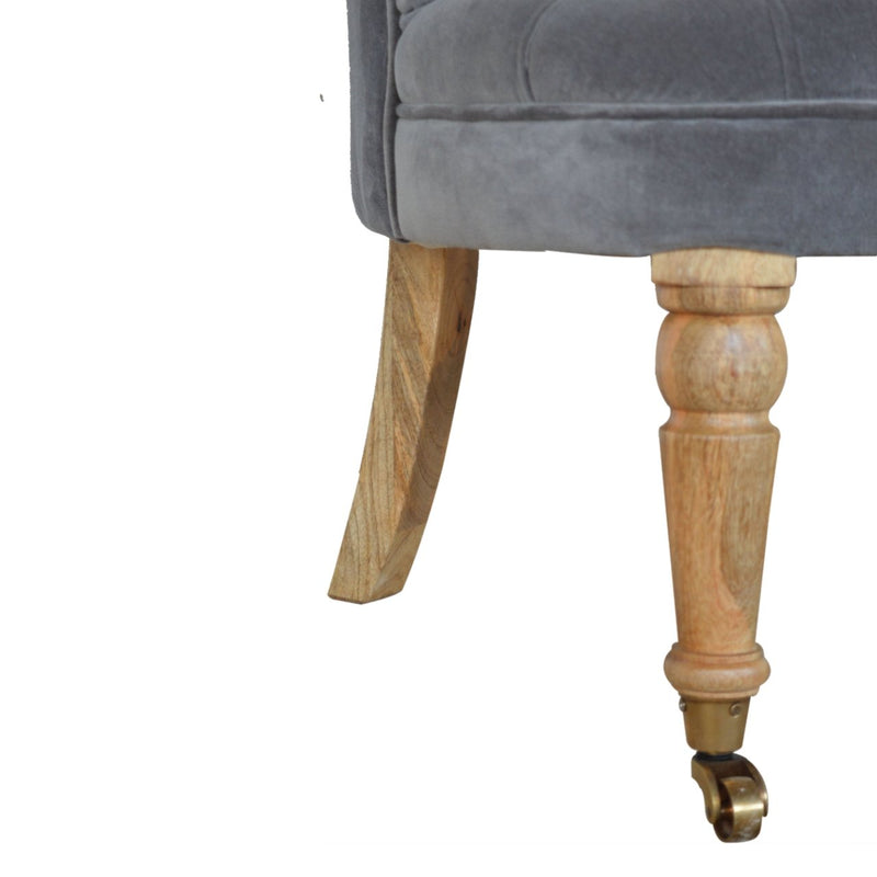 Velvet Accent Chair - Silver Grey