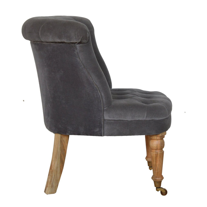 Velvet Accent Chair - Silver Grey