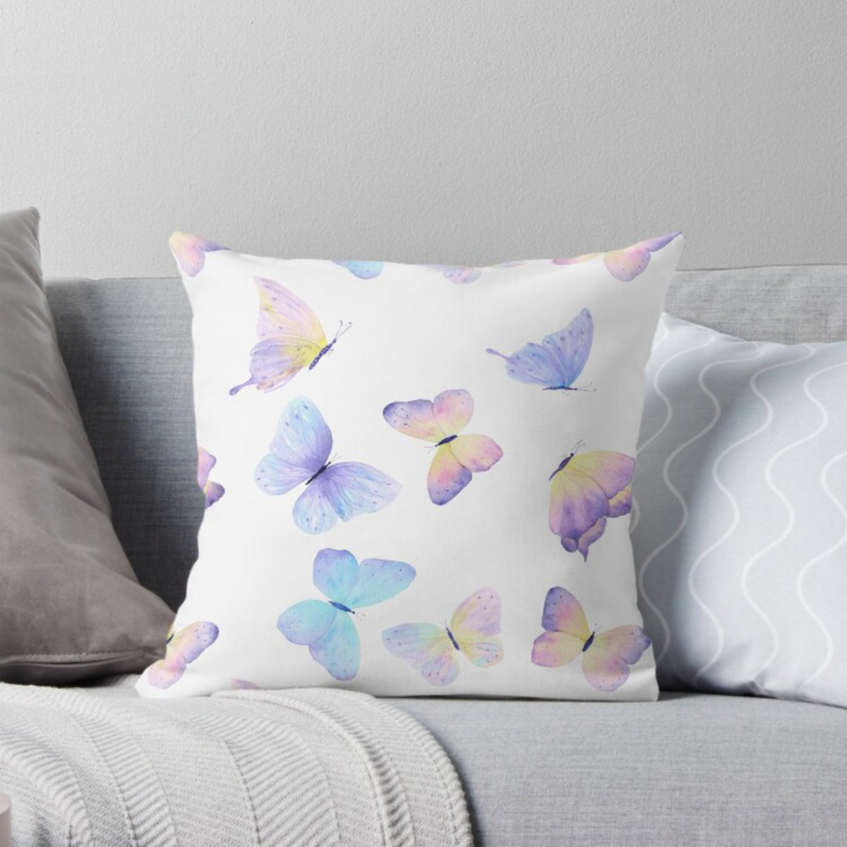 Multi- Pastel Butterfly Cushion