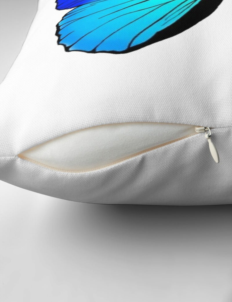 Crisp Blue Butterfly Cushion